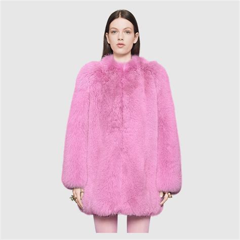 gucci pink fur jacket|Gucci fur coat women's.